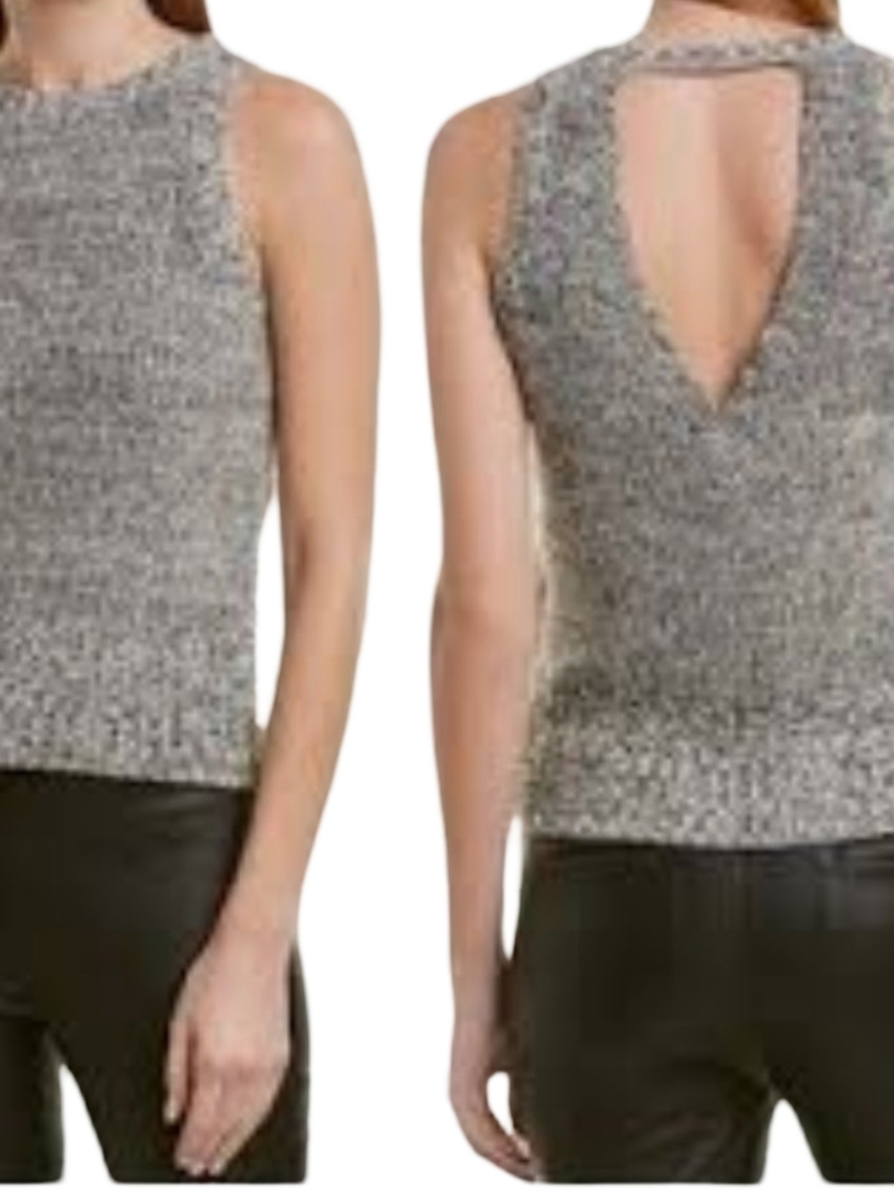 Theory Gable Back Shell Wool Crop Top Tank Marl Gray Size Large